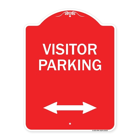 Reserved Parking Visitor Parking Arrow Pointing Left and Right, Red & White, A-DES-RW-1824-23025